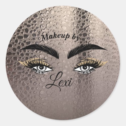 Pretty Eyes Eyelashes Lashes Rose Gold Glam Classic Round Sticker