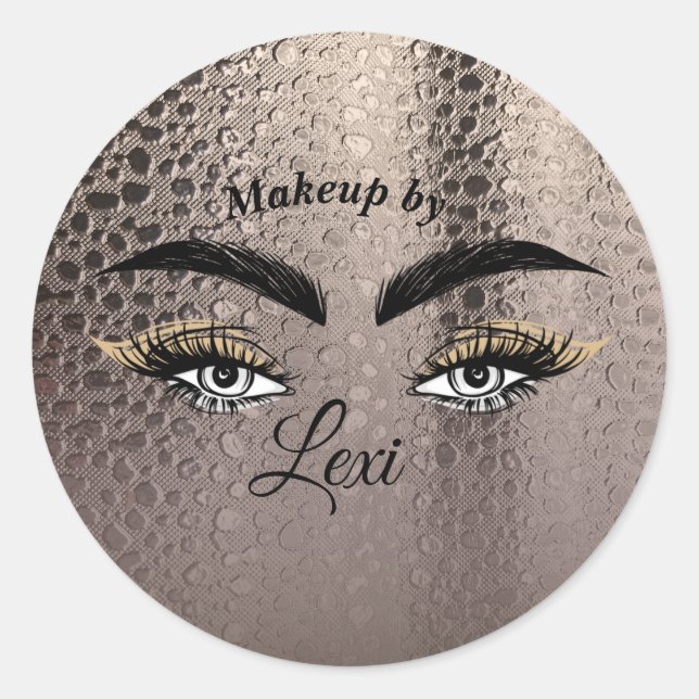 Pretty Eyes Eyelashes Lashes Rose Gold Glam Classic Round Sticker (Front)