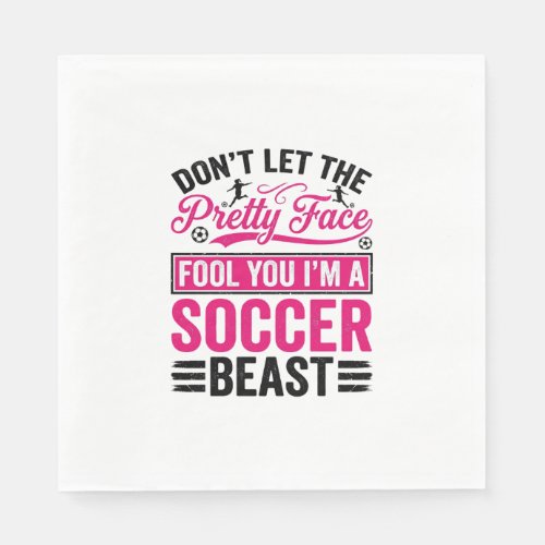 Pretty Face Soccer Beast Vintage Shirt Design_1 Napkins