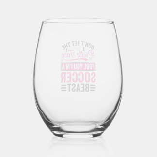 Pretty Face Soccer Beast Vintage Shirt Design_1 Stemless Wine Glass