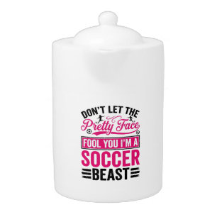 Pretty Face Soccer Beast Vintage Shirt Design_1 Teapot