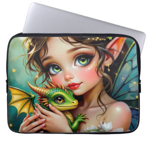 Pretty Fairy and Dragon Themed Girl's Laptop Sleeve