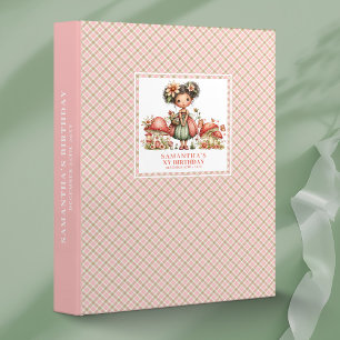 Pretty Fairy Birthday Scrapbook Album Pink Floral  3 Ring Binder