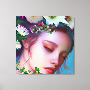 Pretty Fairy Flowers in Hair Fantasy Art   Canvas Print