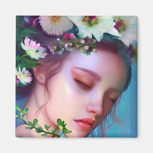 Pretty Fairy Flowers in Hair Fantasy Art Magnet
