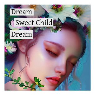 Pretty Fairy Flowers in Hair Fantasy Art Poster