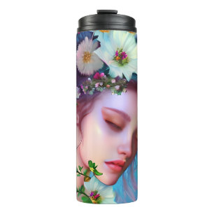 Pretty Fairy Flowers in Hair Fantasy Art Thermal Tumbler