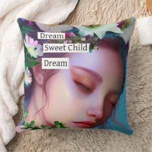 Pretty Fairy Flowers in Hair Fantasy Art Throw Pillow