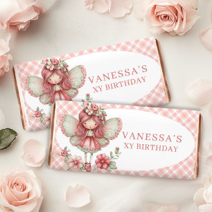 Pretty Fairy Girl Blush Floral Birthday Hershey  Bar Favors