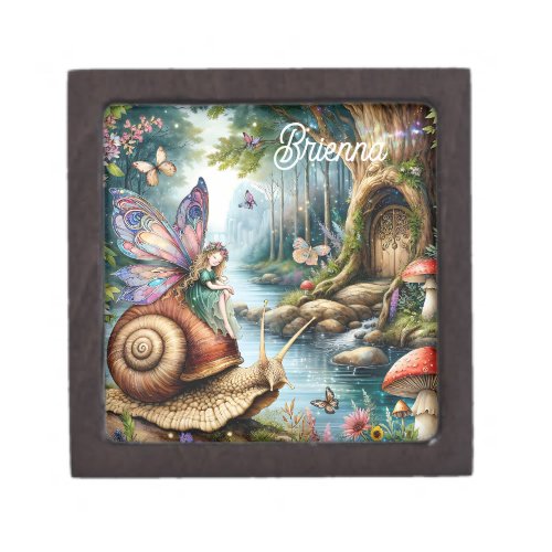 Pretty Fairy Land with cute Snail and Butterflies Gift Box