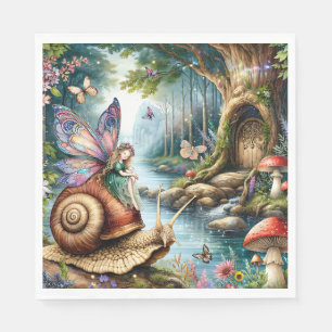 Pretty Fairy Land with cute Snail and Butterflies Napkins