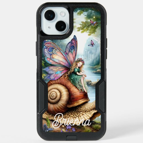 Pretty Fairy Land with cute Snail and Butterflies iPhone 15 Plus Case