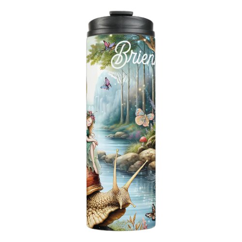 Pretty Fairy Land with cute Snail and Butterflies Thermal Tumbler