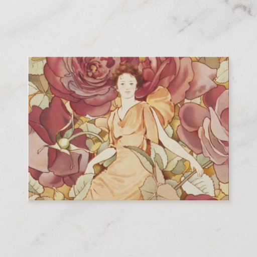 Customizable Pretty Fairy Nymph in Roses Business Card Templates