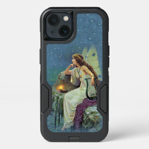Pretty Fairy on cliff Lit Candle musical Harp iPhone 13 Case