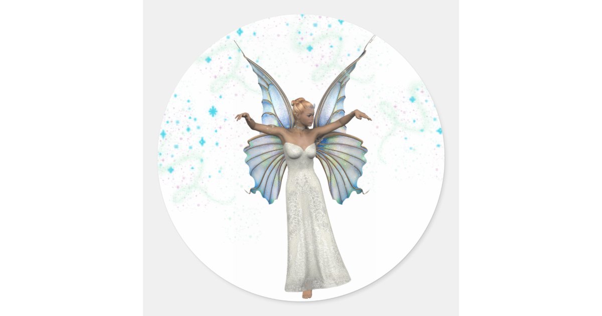 Pretty Fairy Party Favor Classic Round Sticker | Zazzle
