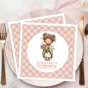 Pretty Fairy Pink Flowers 7th Birthday Party  Paper Dinner Napkins