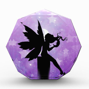Pretty Fairy Silhouette with Purple Starry Night Acrylic Award