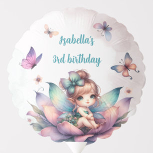 Pretty fairy sitting inside flower balloon