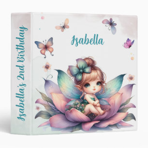 Pretty fairy sitting inside flower photo album 3 ring binder