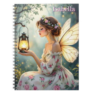 Pretty Fairy Themed Floral Fairytale Personalized Notebook