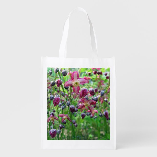 Pretty Fairy Wings (Epimedium) Spring Flower Photo Reusable Grocery Bag (Front)
