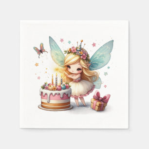 Pretty Fairy With Birthday Cake Napkins