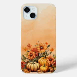 PRETTY FALL AUTUMN YELLOW & ORANGE PUMPKINS iPhone 15 PLUS CASE