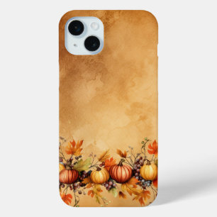 PRETTY FALL AUTUMN YELLOW & ORANGE PUMPKINS iPhone 15 PLUS CASE