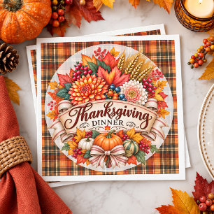 Pretty Fall Bouquet Thanksgiving Dinner Napkins