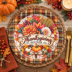 Pretty Fall Bouquet Thanksgiving Dinner Paper Plates