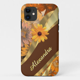 Pretty fall colored floral personalized pattern iPhone 11 case