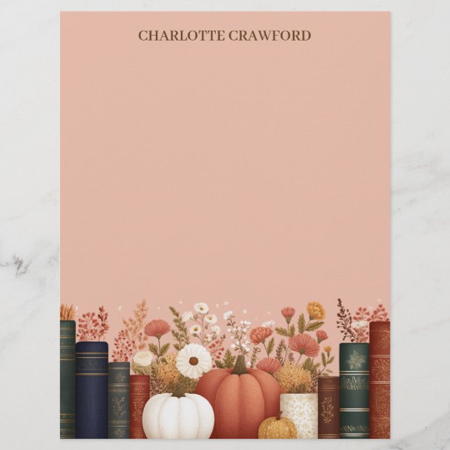 Pretty Fall Floral Bookish Letterhead (Front)