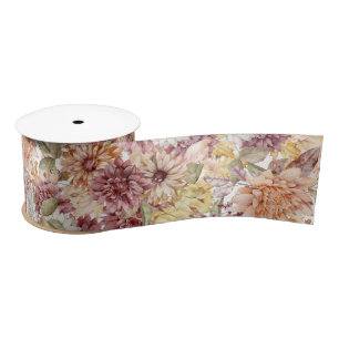 Pretty Fall Floral Satin Ribbon
