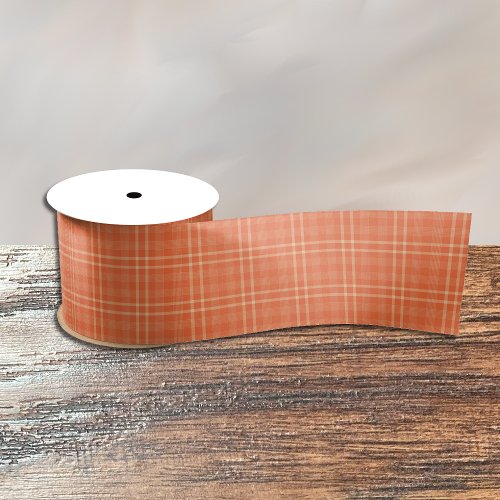 Pretty Fall Orange Tartan Pattern Ribbon