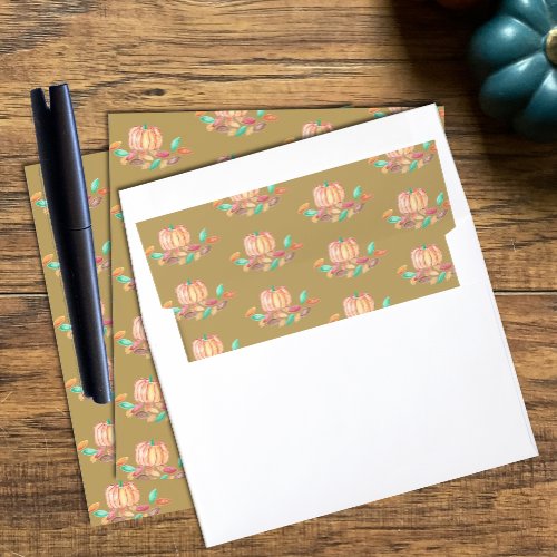 Pretty Fall Pumpkin and Leaves Envelope Liner