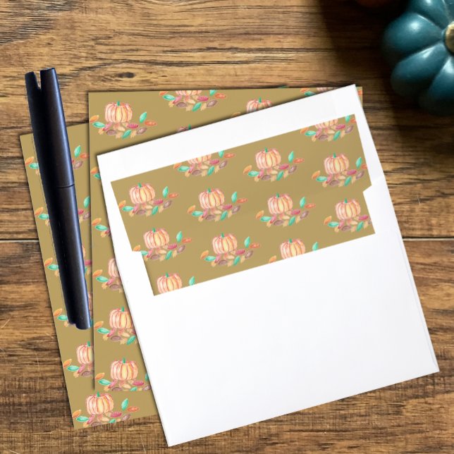 Pretty Fall Pumpkin and Leaves Envelope Liner (Creator Uploaded)