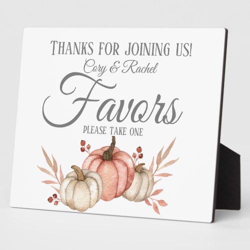 Pretty Fall Pumpkin Bouquet Favors Plaque