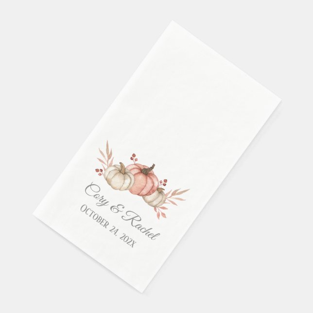 Pretty Fall Pumpkin Bouquet Wedding   Paper Guest Towels (Corner)