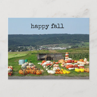 pretty fall pumpkin farm post card