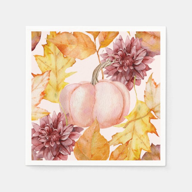 Pretty Fall Pumpkin Napkins (Front)