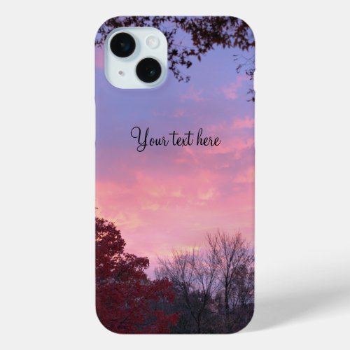 Pretty Fall Sunset Over Trees iPhone 15 Plus Case