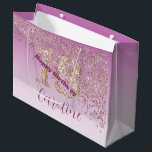 Pretty Falling Rose Gold Glitter 18th Birthday Large Gift Bag<br><div class="desc">Pretty Falling Rose Gold Glitter 18th Birthday is a large personalized gift bag. It gives a personal touch to your Birthday Present. It allows the Eighteen birthday girl to feel the warmth and thought behind the gift. This beautiful custom bag features: An elegant Rose Gold ombre background with a modern...</div>