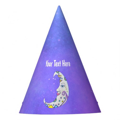 Pretty Fancy Crescent Moon Abstract Shapes Purple Party Hat