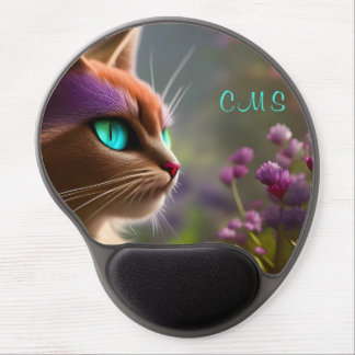 Pretty Fantasy Cat Flower *Monogram* Gel Mouse Pad
