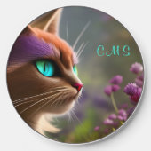 Pretty Fantasy Cat Flower *Monogram* Wireless Charger (Front)