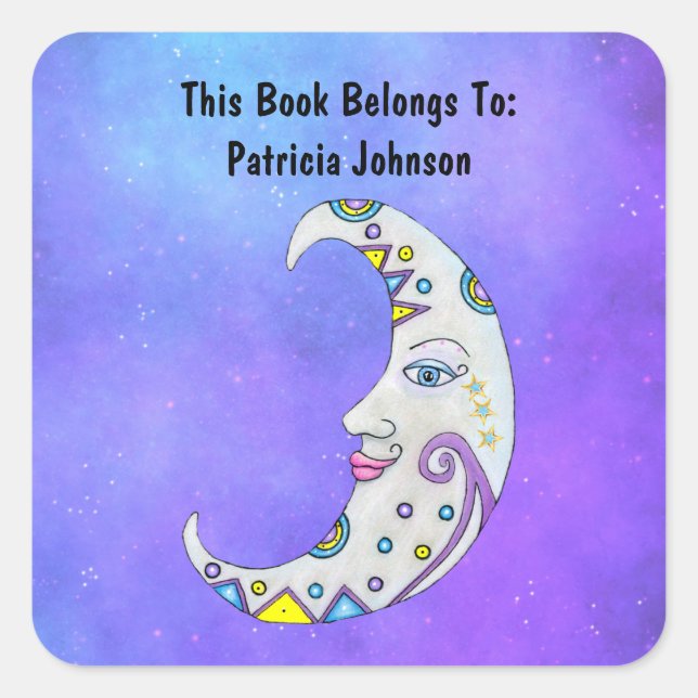 Pretty Fantasy Crescent Moon Bright Decoration Sky Square Sticker (Front)