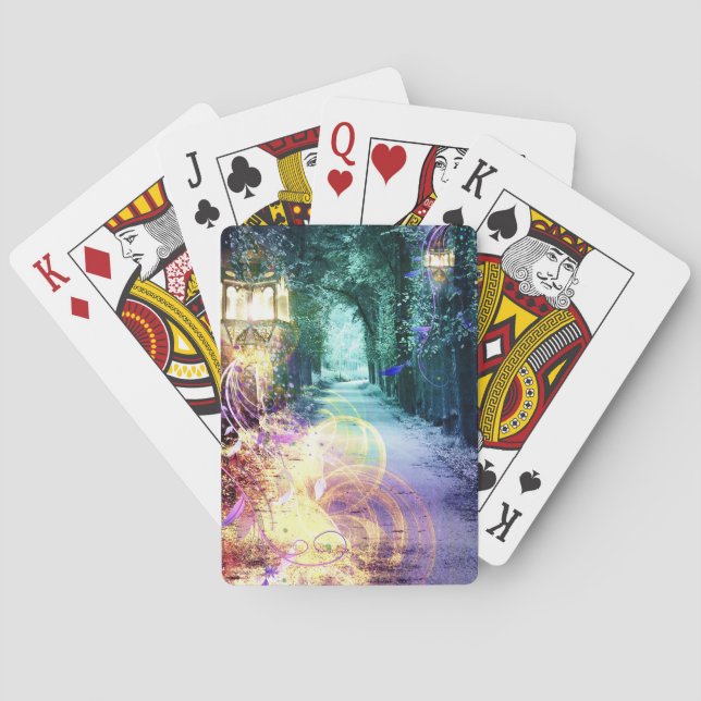 Pretty Fantasy Lantern Path Playing Cards (Back)