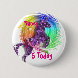 Pretty Fantasy Rainbow Unicorn Personalized Age Pinback Button