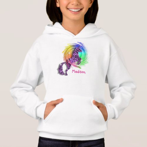 Pretty Fantasy Rainbow Unicorn Personalized Hoodie